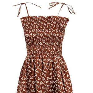 Tory Burch Smocked Shoulder-Tie Mini Dress (New)